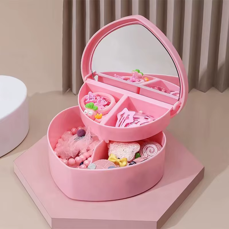 Boîte de rangement de bijoux en forme de cœur pour filles