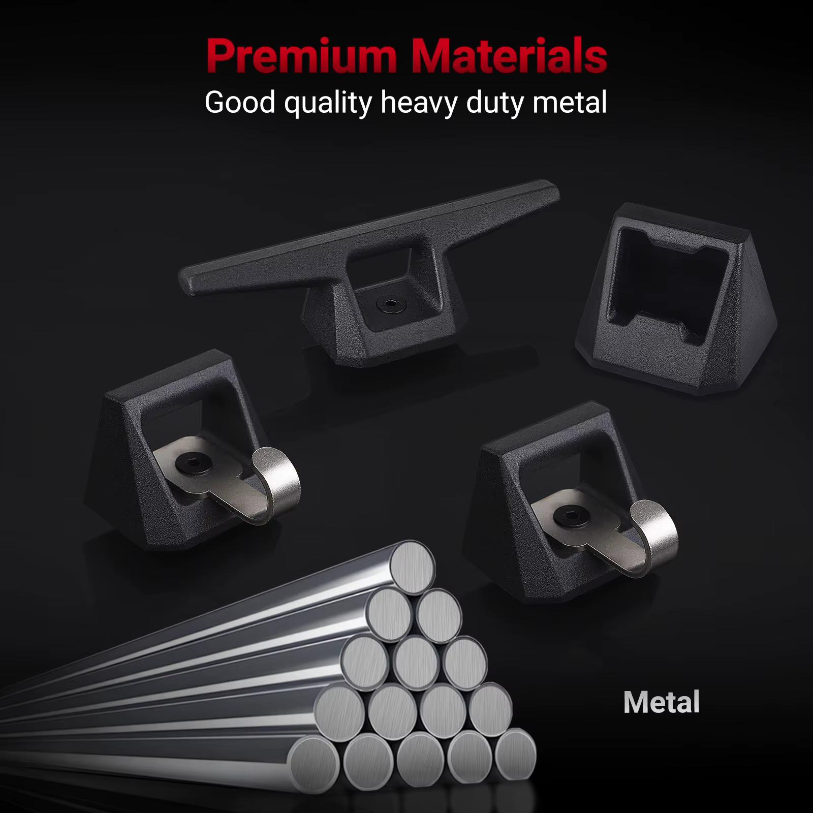Pour Tesla Cybertruck 2024 – Ensemble d'accessoires de rail arrière en aluminium noir avec anneaux de traction