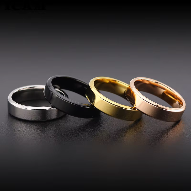 Bague simple en or rose pour hommes et femmes