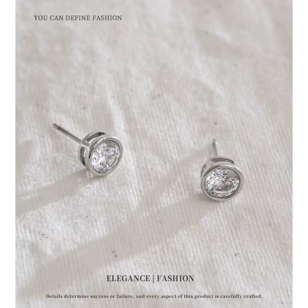 Boucles d'oreilles en acier inoxydable et zircone cubique