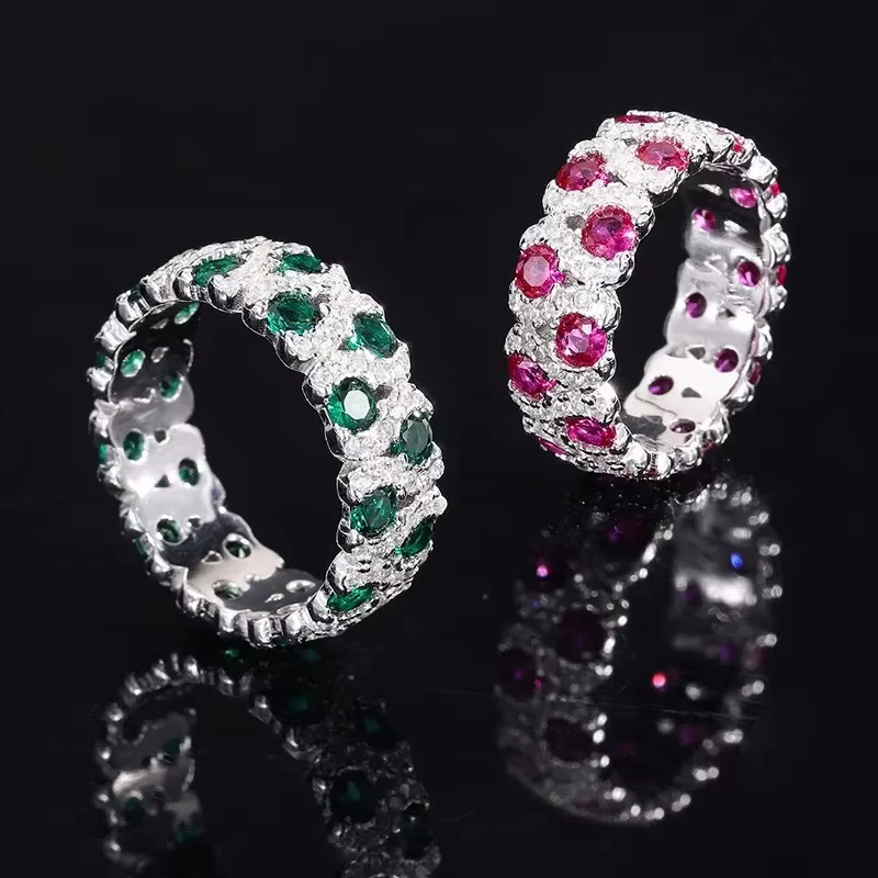 Bague en argent sterling 925 avec rubis