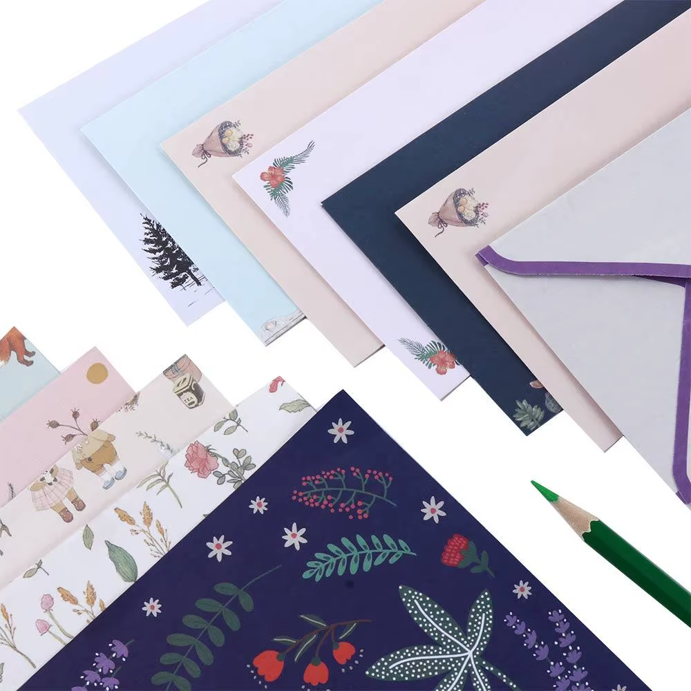 Fournitures Convitation bloc-lettres cadeau enveloppe belle fleur dessin animé papeterie papier lettre
