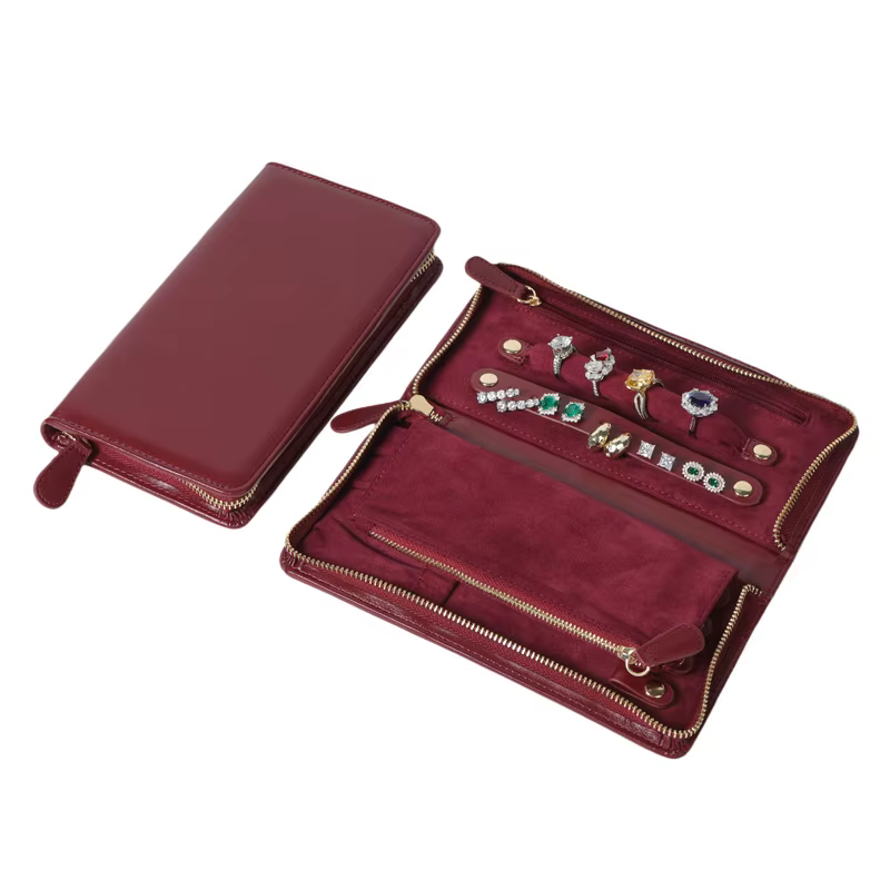 Sac de voyage pour bijoux européens rouge foncé