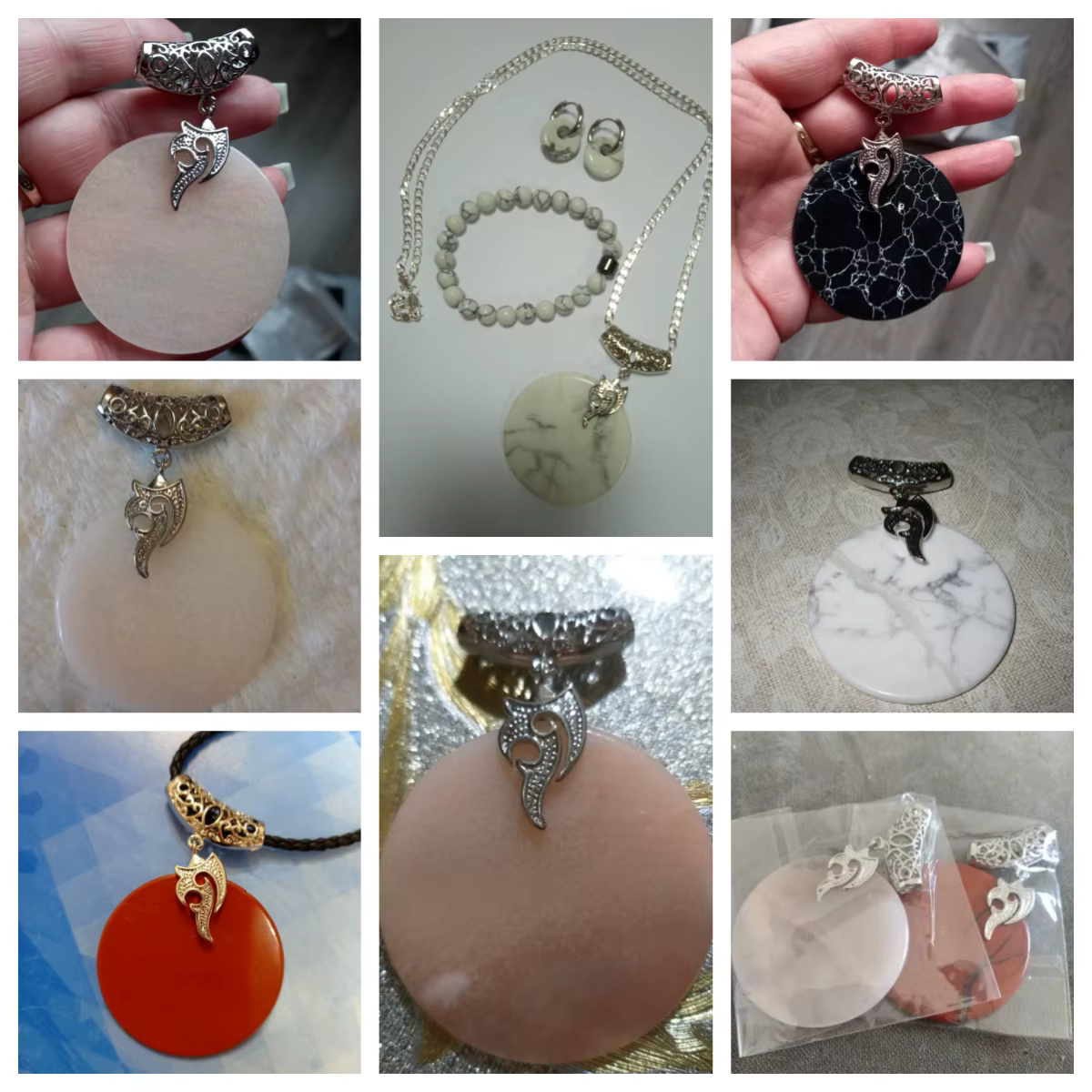 Pendentif Rond en Pierre Naturelle Exquise pour Collier