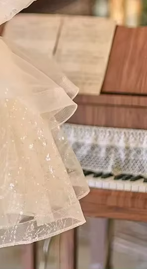 2025 fleur mariage petite fille robe de soirée enfants Piano Performance hôte défilé princesse robes enfant blanc redingote Vestido