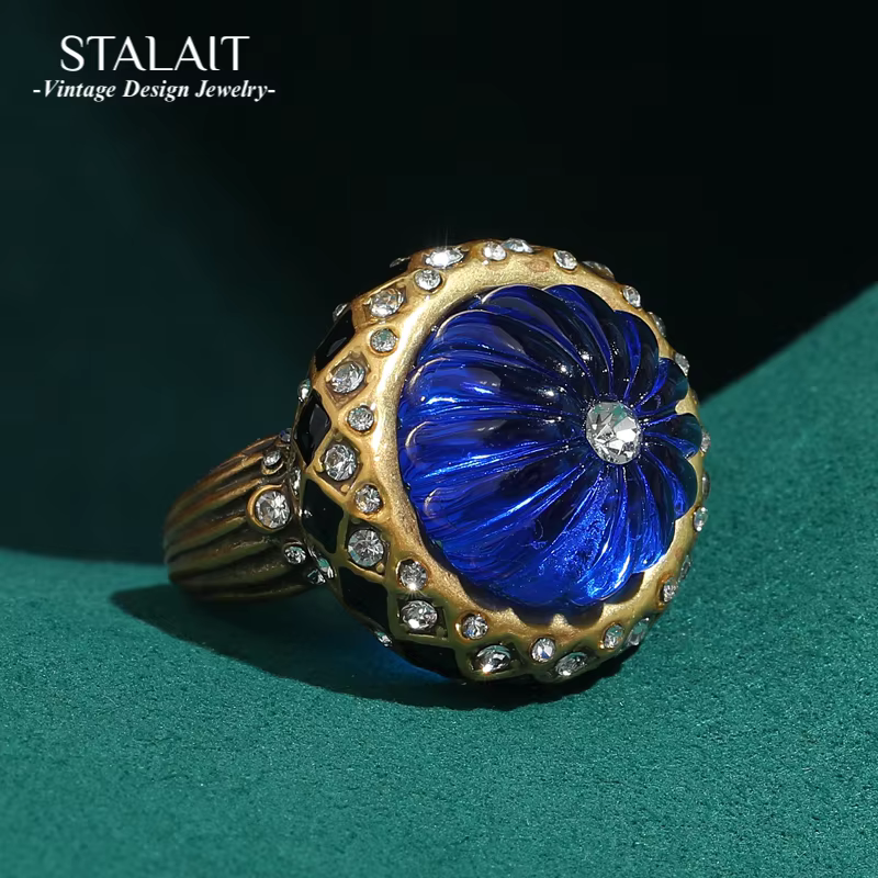 Bague Vintage citrouille bleue pour femmes