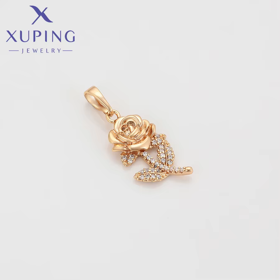 Xuping bijoux nouveau charme Rose fleur pendentif collier de couleur or