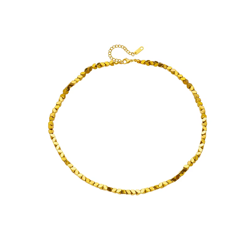 DIEYURO 316L acier inoxydable couleur or géométrique superposition Collier pour femmes filles chaîne rétro Simple