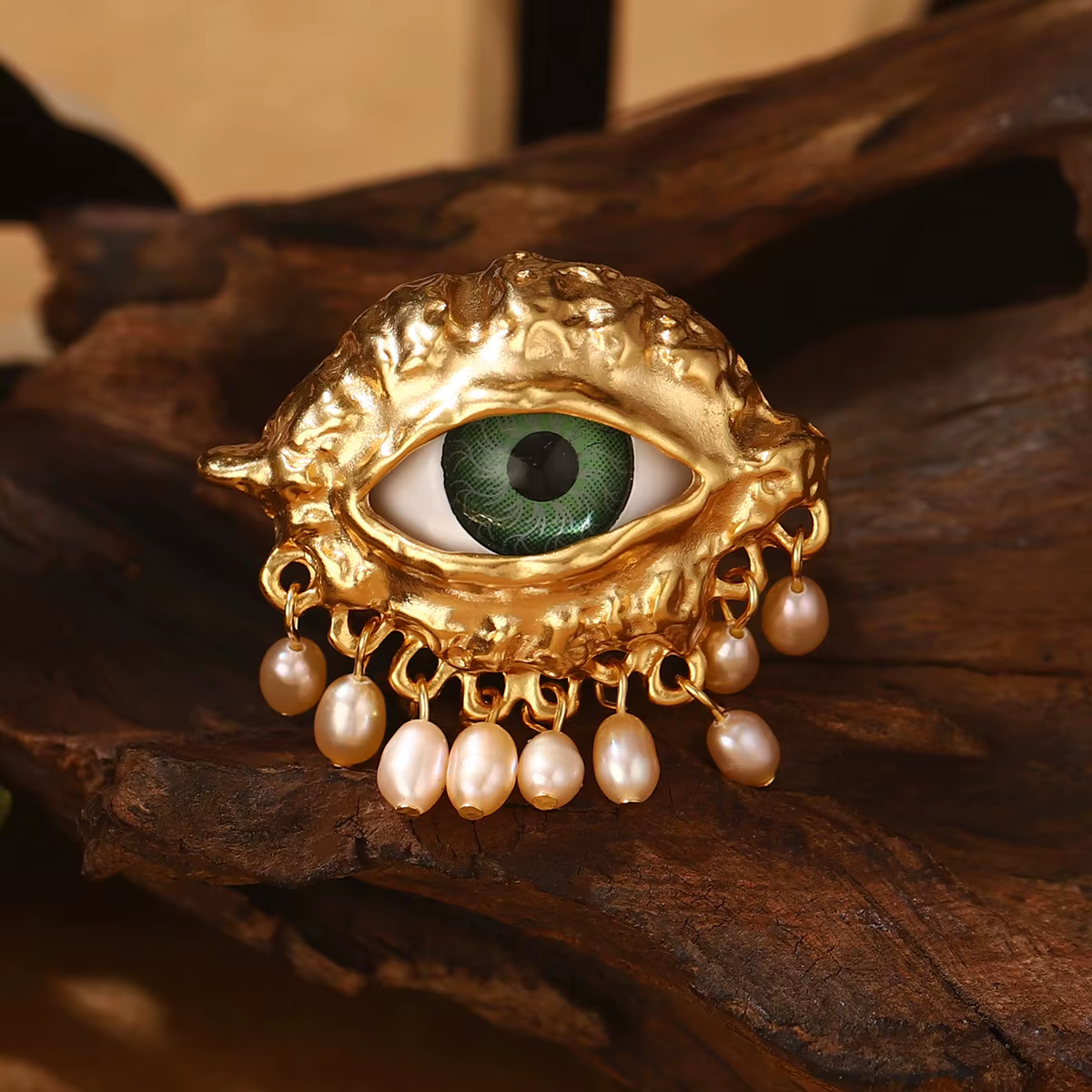 Bijoux Vintage oeil du diable anneau délicat imité perle glaçure