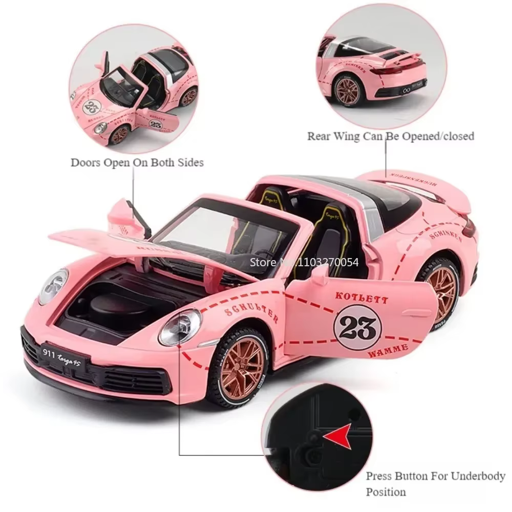 1:32 911 Targa 4S Cayenne moulé sous pression modèle alliage garçons jouets Miniature Supercar 4 portes ouvert véhicule à collectionner pour enfant jouet cadeaux