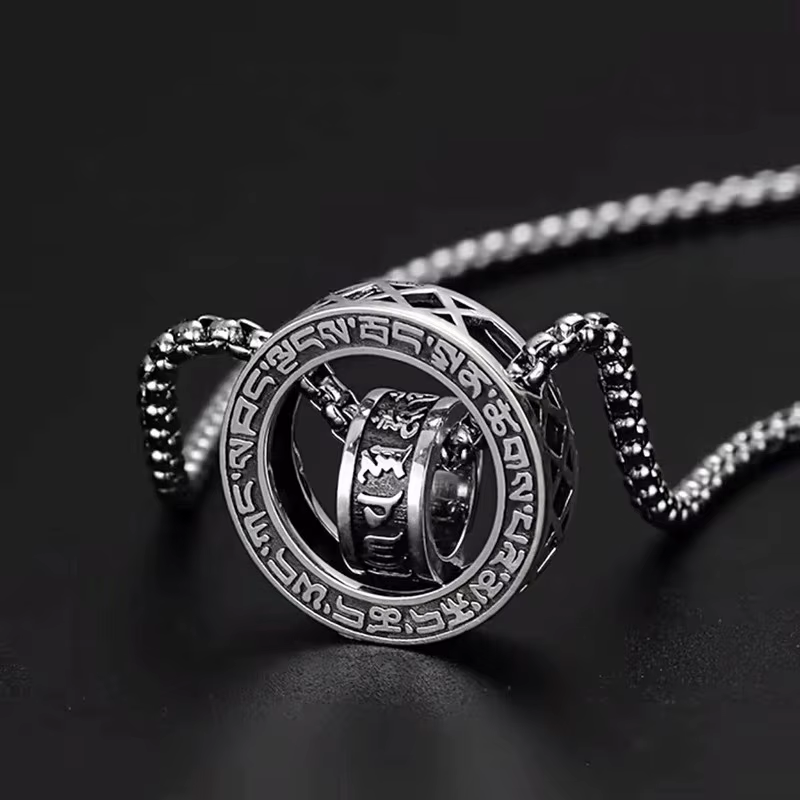 Pendentifs rétro à Double anneau Mantra à Six caractères
