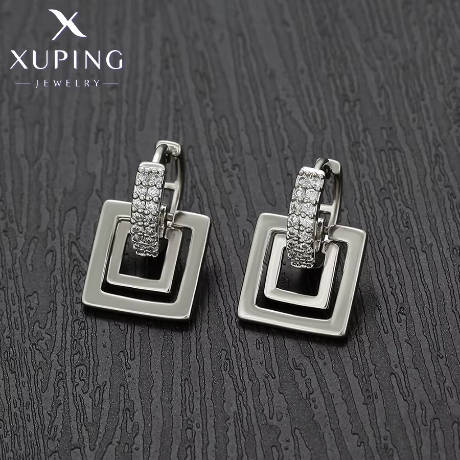 Xuping bijoux mode vente chaude carré Simple boucles d'oreilles pierre platine boucle d'oreille pour les femmes