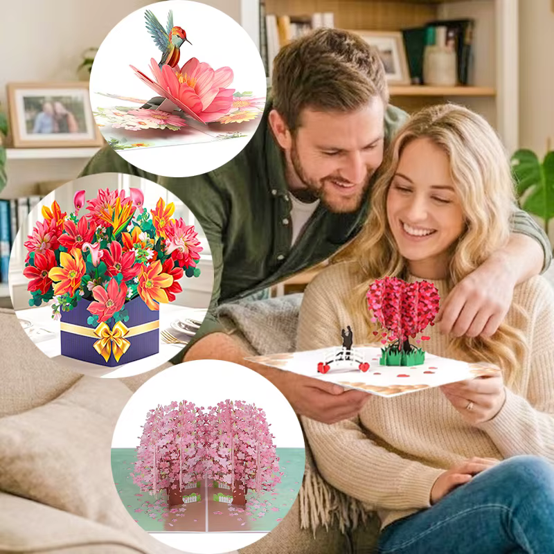Carte 3D Pop-Up Adorable pour Femme
