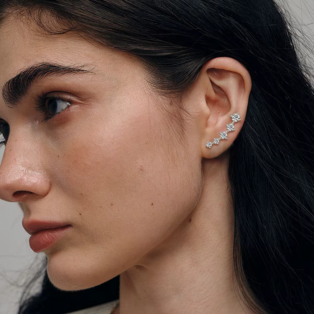 Vinregem 3EX VVS1 D couleur réel Moissanite diamants gemmes romantique clous d'oreille boucles d'oreilles solide 925 en argent Sterling bijoux fins GRA