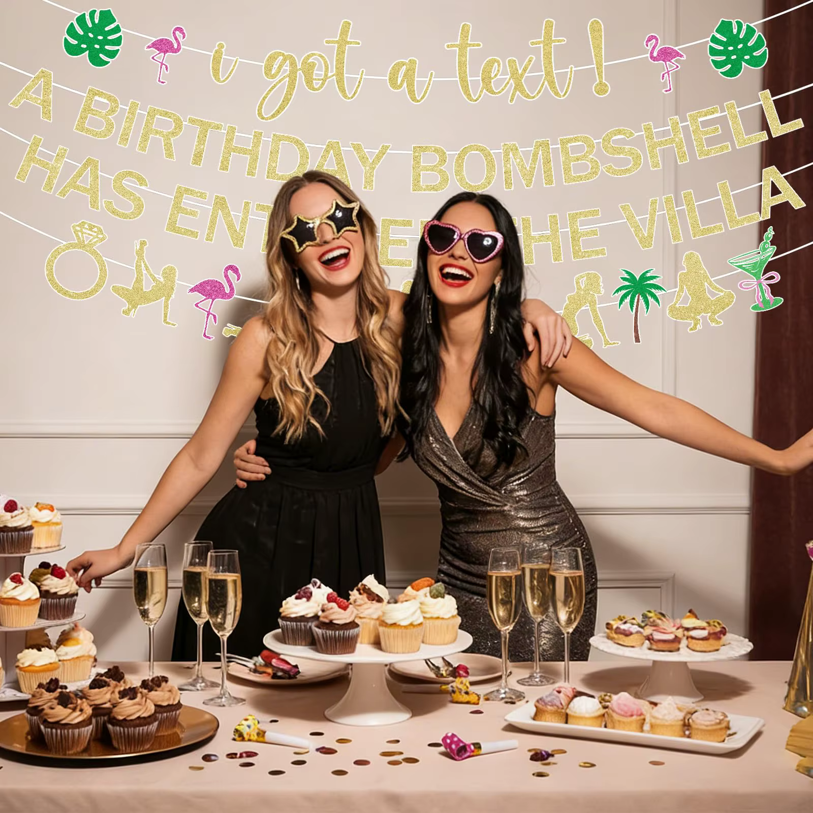 Décorations de fête des demoiselles d'honneur Glitter Love Island - Bannière décorative « Une bombe est arrivée dans la