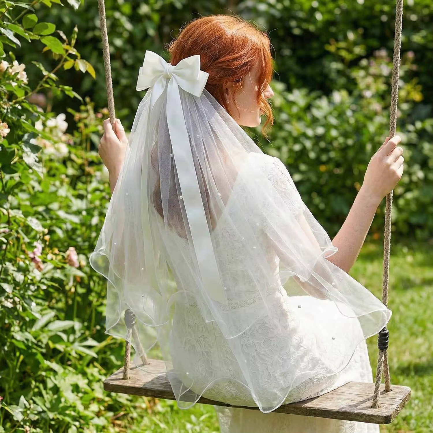Voile de mariée blanc avec nœud