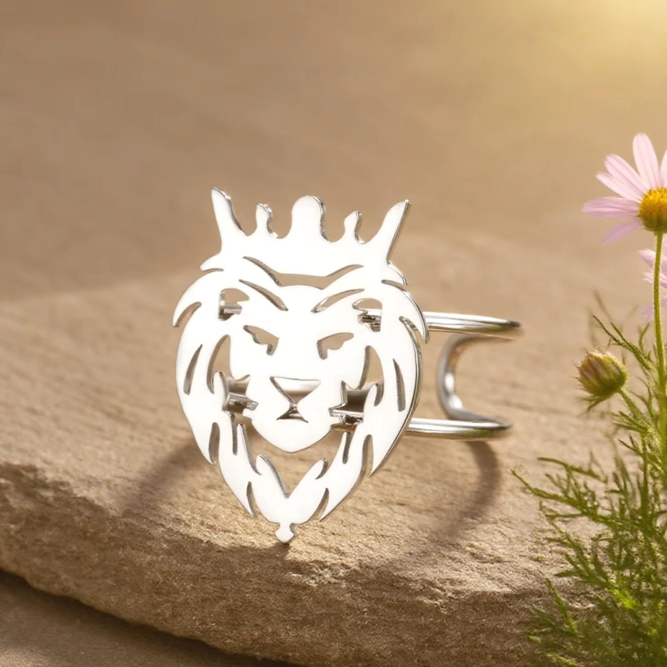 Dawapara – bague tête de Lion réglable