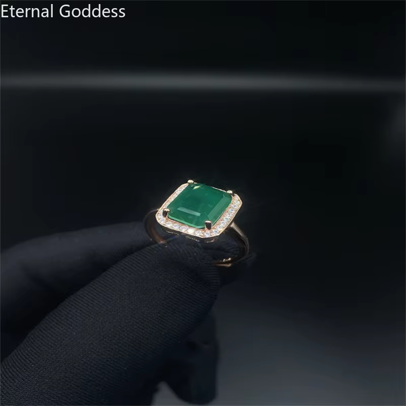Bague émeraude flambant neuf en argent Sterling 925