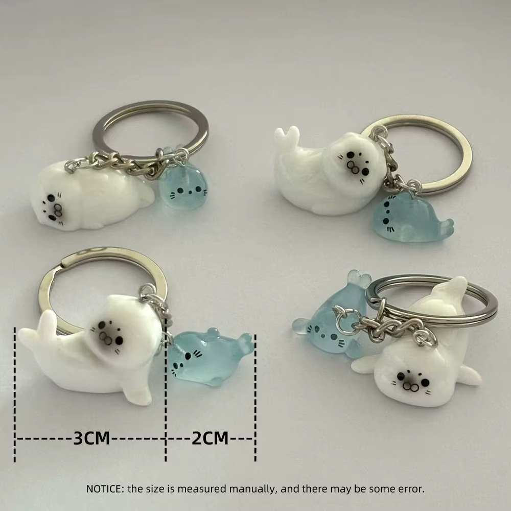 Mignon blanc 3D lumineux Lion de mer porte-clés clé pour femmes conception Simple Animal