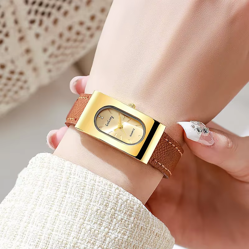Dames de luxe marque femmes montre mode cadran rectangulaire