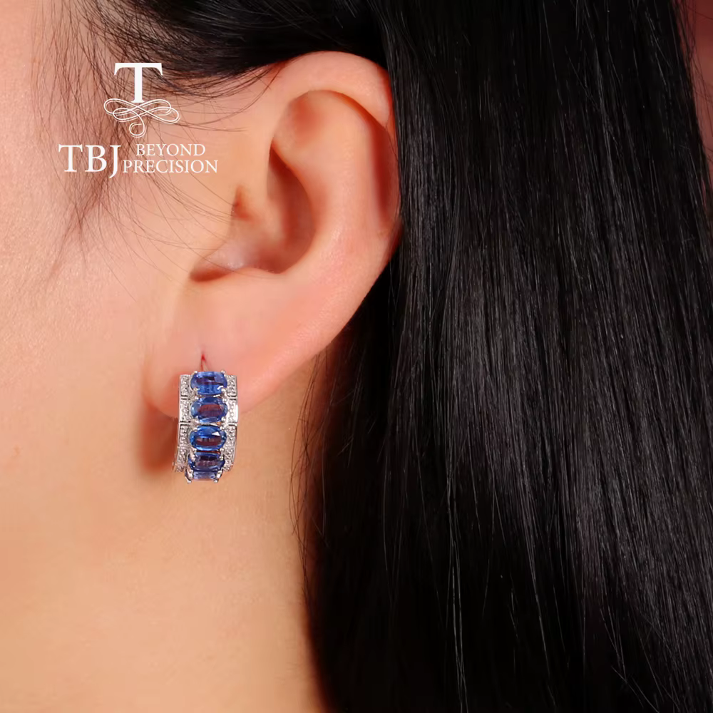 Boucles d'oreilles à fermoir en cyanite bleue