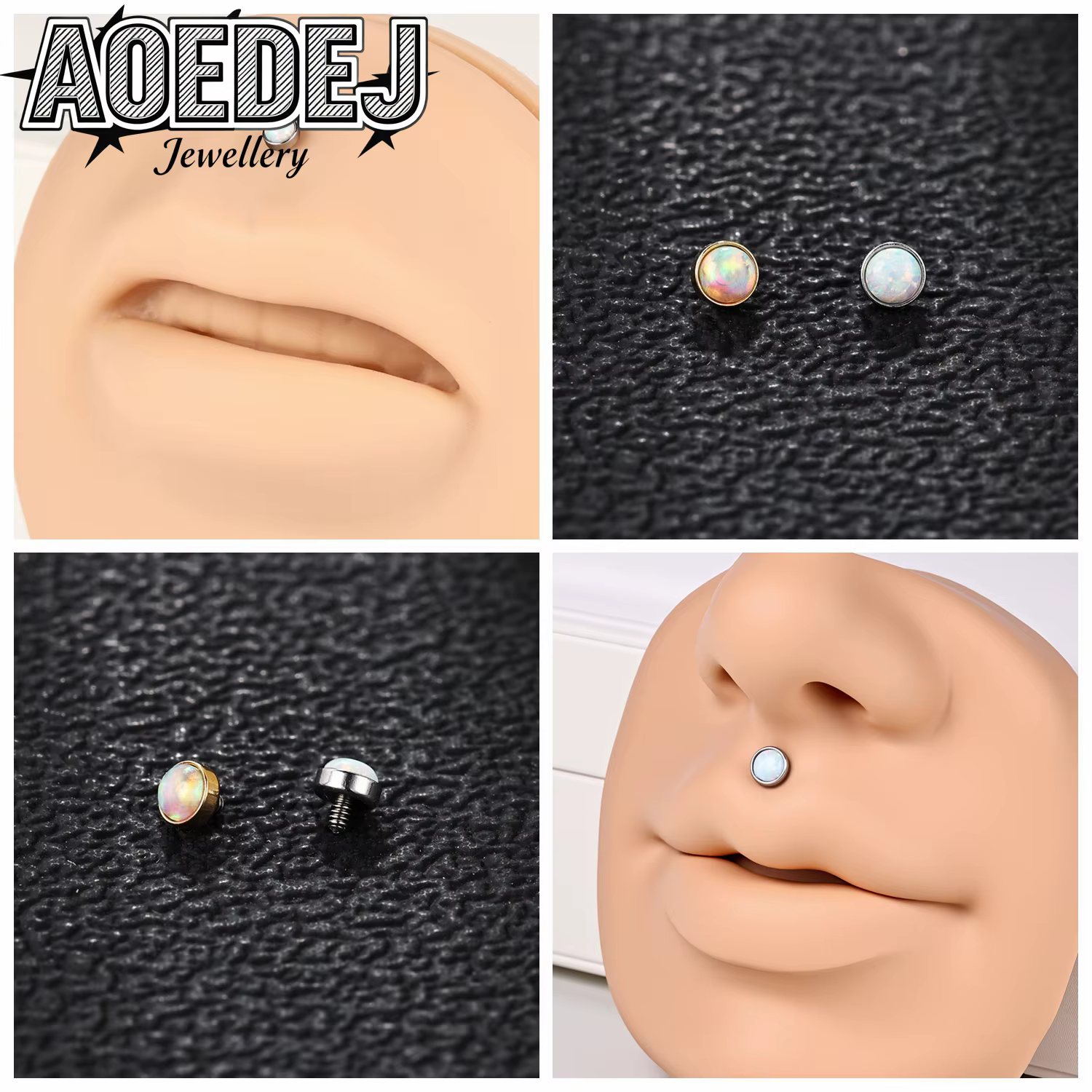 AOEDEJ 1-10 pièces/lot Têtes de clous d'oreilles en cristal CZ 18G