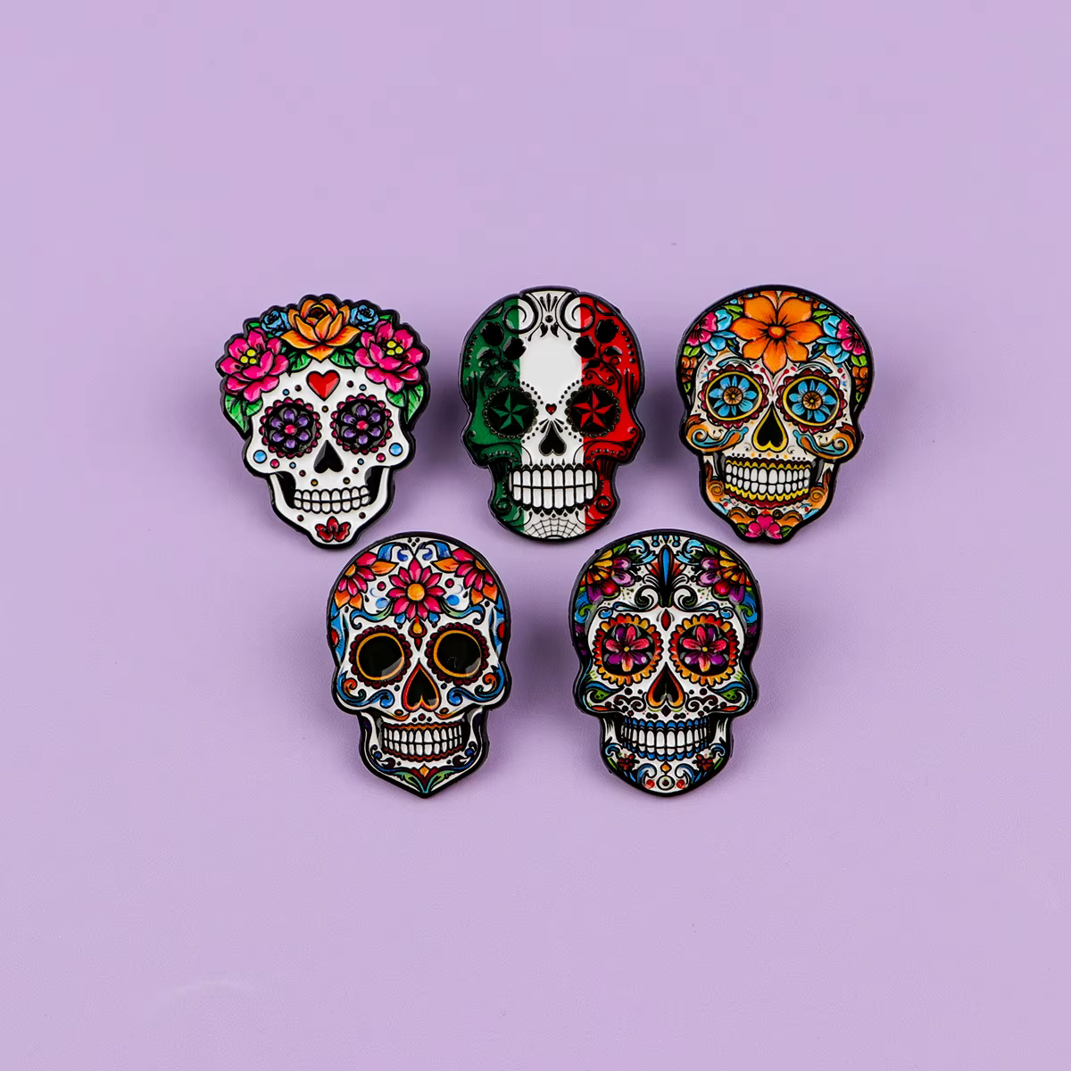 Broches en émail crâne mexicain