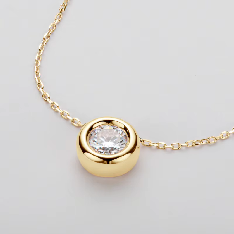 Lnngy 6.5mm lunette ronde Moissanite pendentif collier pour femmes 925 en argent Sterling clavicule chaîne colliers bijoux Collare Mujer