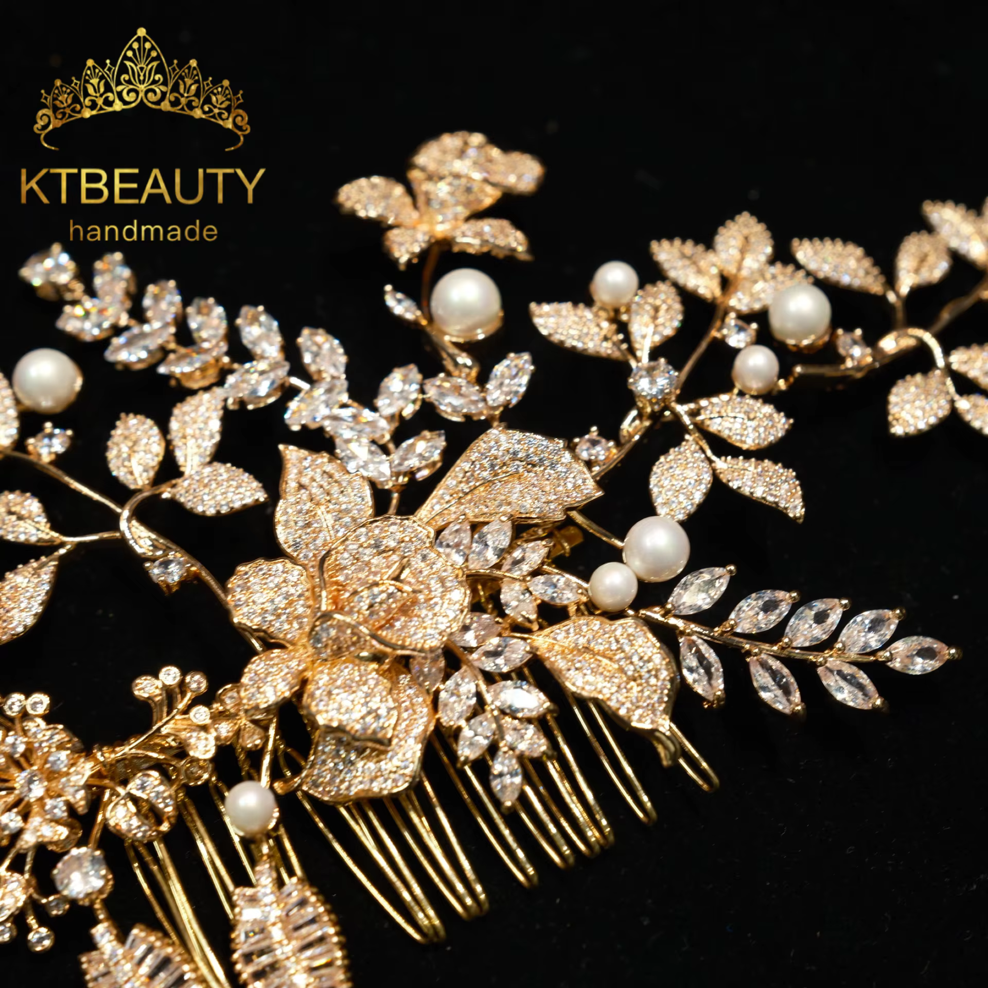 Ktbeauty Coiffe de mariée pour femme avec zircone