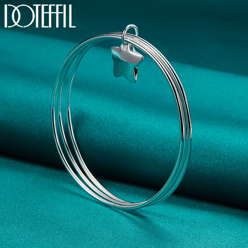 DOTEFFIL 925 en argent Sterling trois cercles étoile Bracelet pour femme mariage fiançailles mode charme fête bijoux
