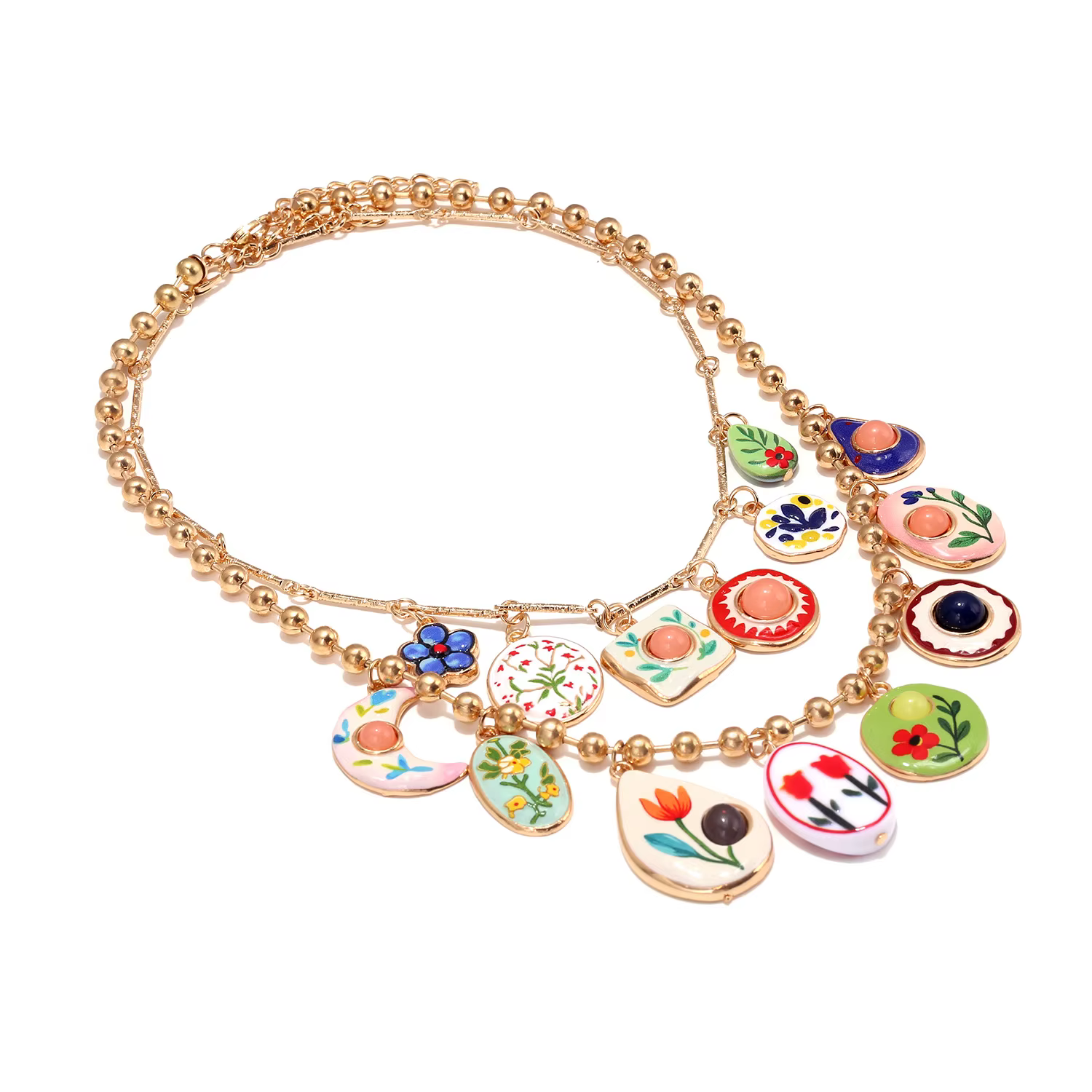 Collier ras du cou bohème en émail floral pour femme