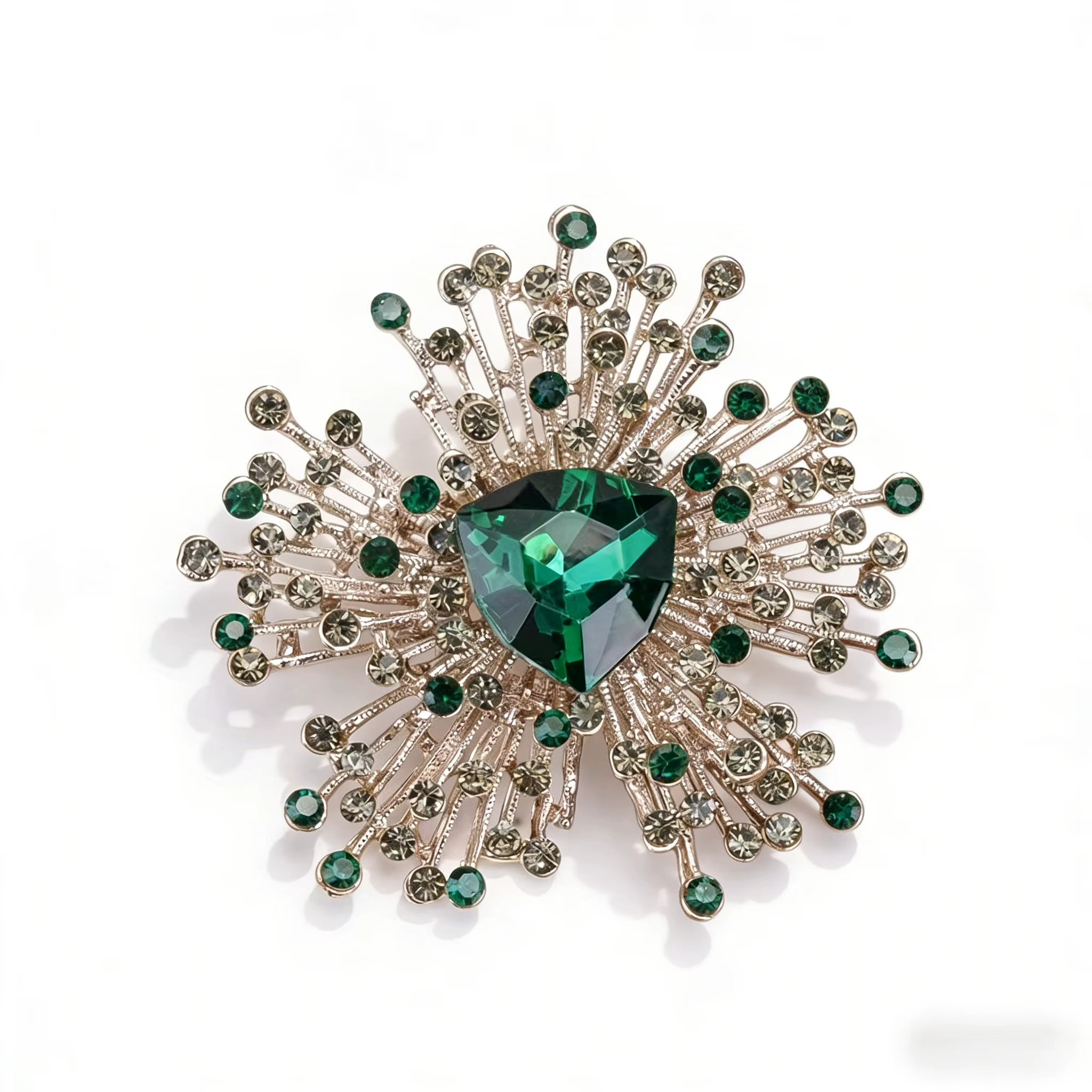 Broche rétro exagérée en strass - Luxe