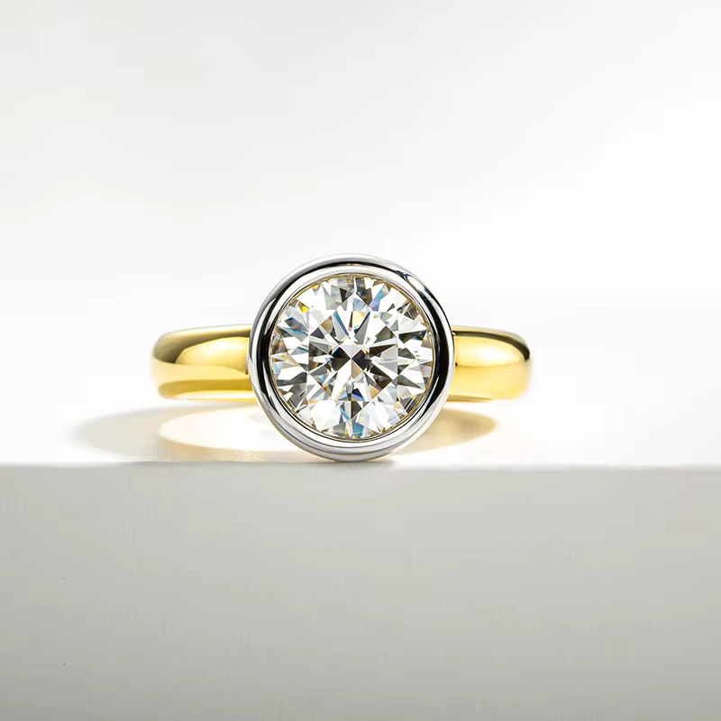 Bague Moissanite Ronde en Argent Sterling 925 pour Femme
