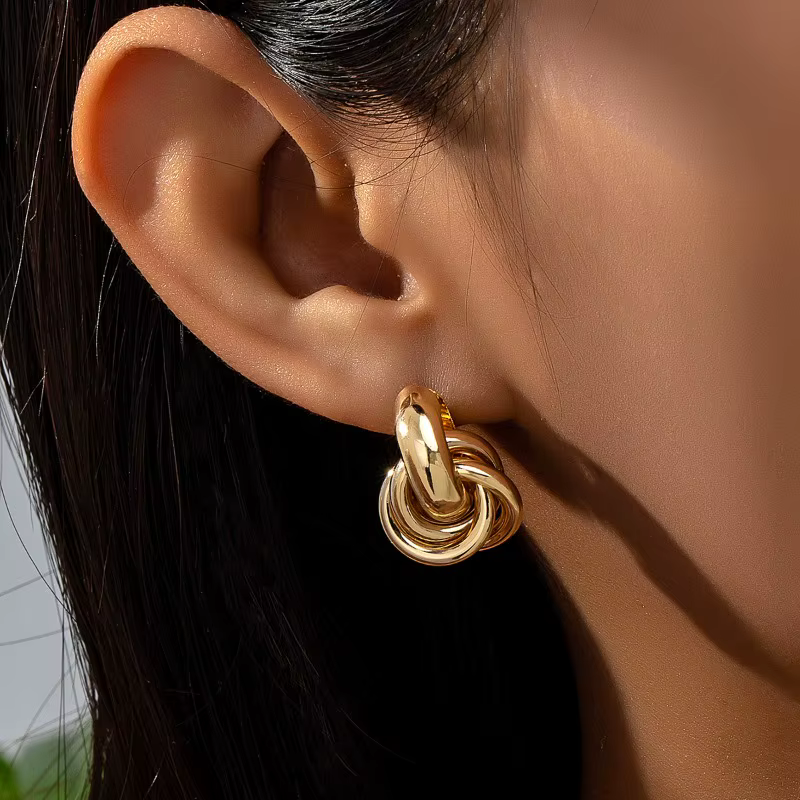 Boucles d'oreilles torsadées en acier inoxydable pour femmes et filles