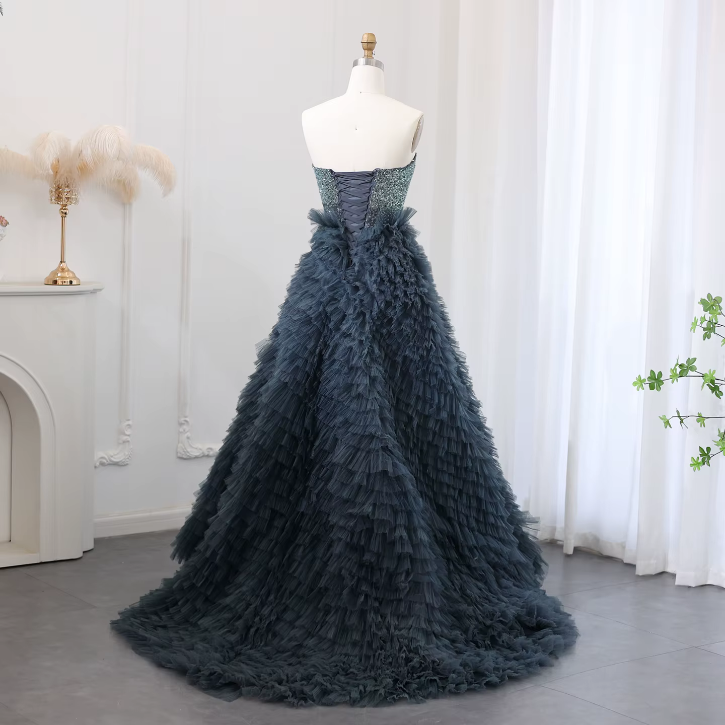 Robe de soirée formelle bleu marine Sharon Said pour femme