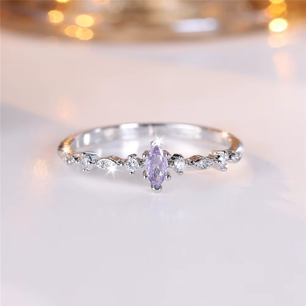 Bague en pierre de Zircon violet et bleu pour femme