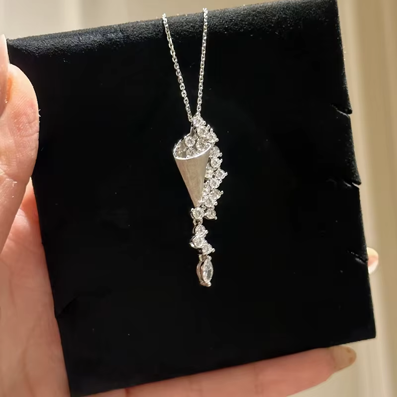 ENSHIR – collier avec pendentif en Zircon scintillant pour femmes