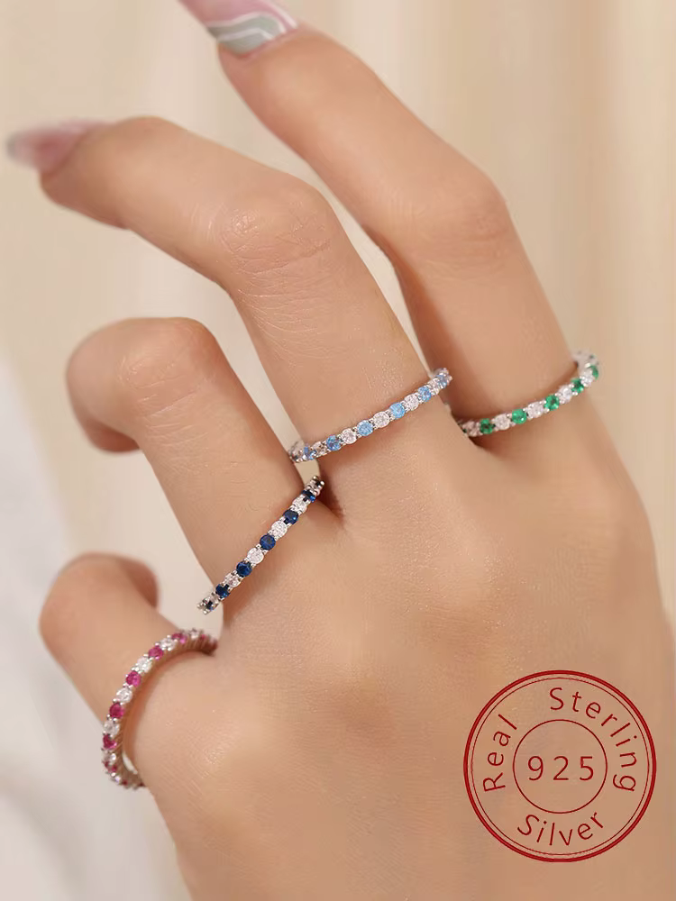 Bague empilable en argent Sterling 925 pour femmes