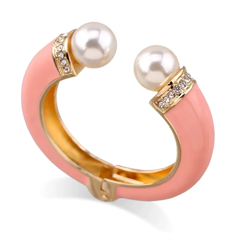 Bracelet manchette personnalisé à double perles pour femme