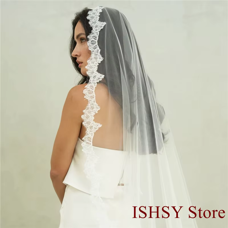 Voile de mariée en dentelle avec os