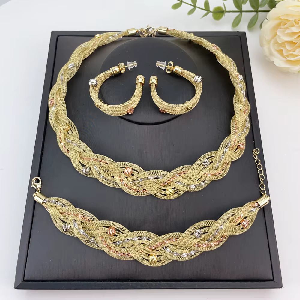 Dernier ensemble de bijoux italiens plaqués or pour femme