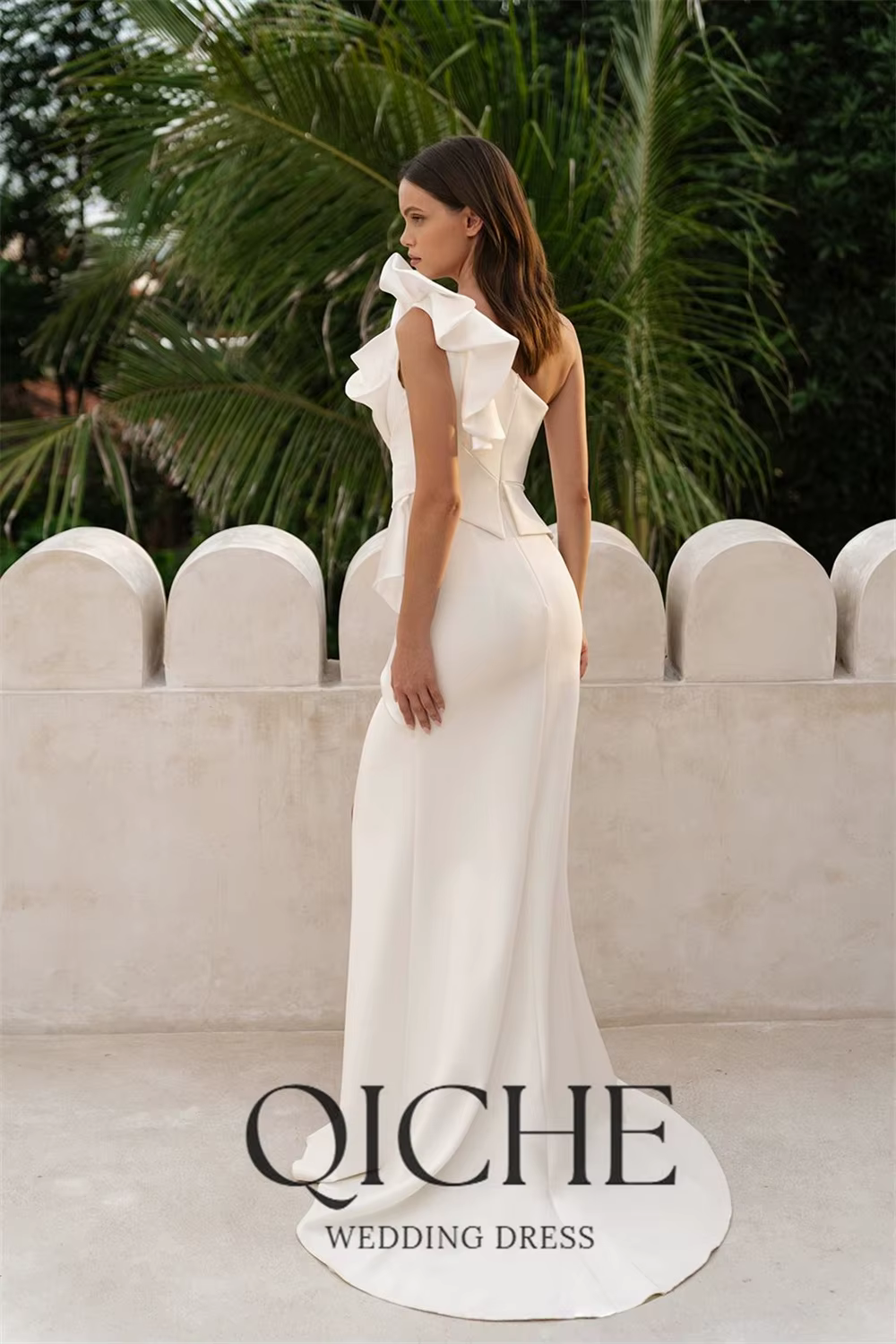 Robe de mariée sirène moderne QICHE à une épaule