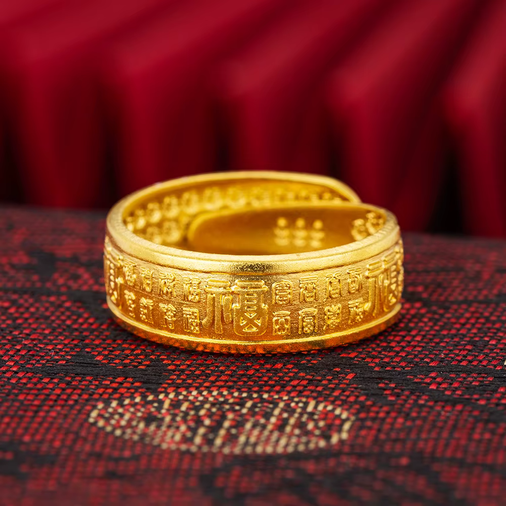Bague en or véritable 24K 9999 pour homme