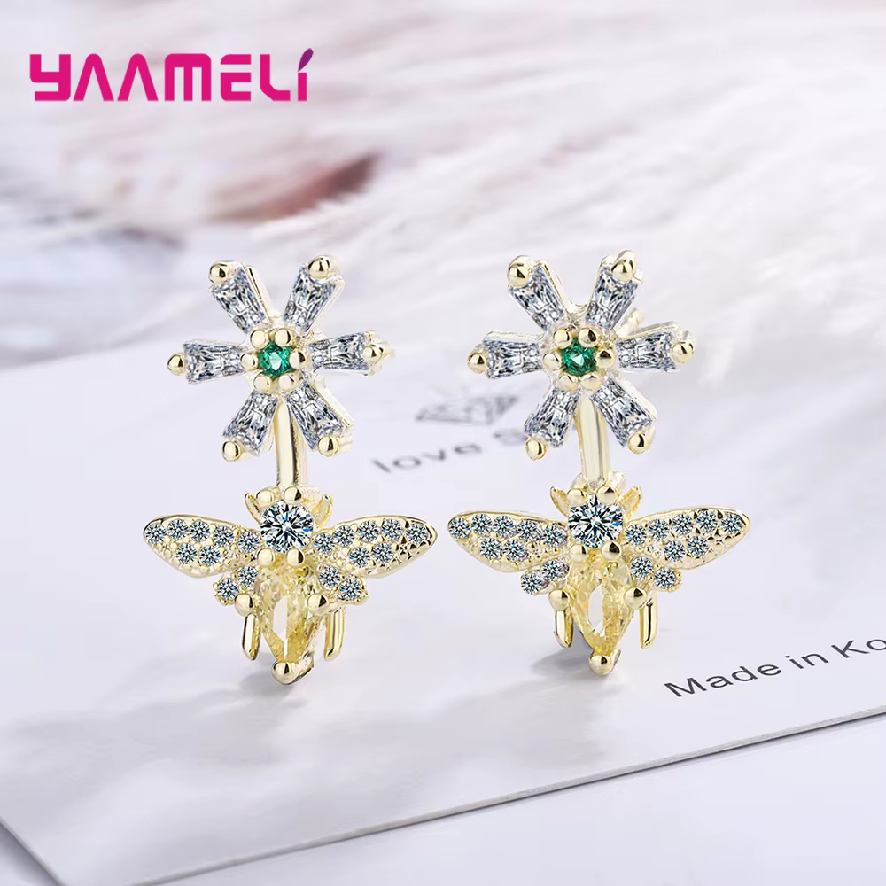 Boucles d'oreilles brillantes en argent Sterling 925