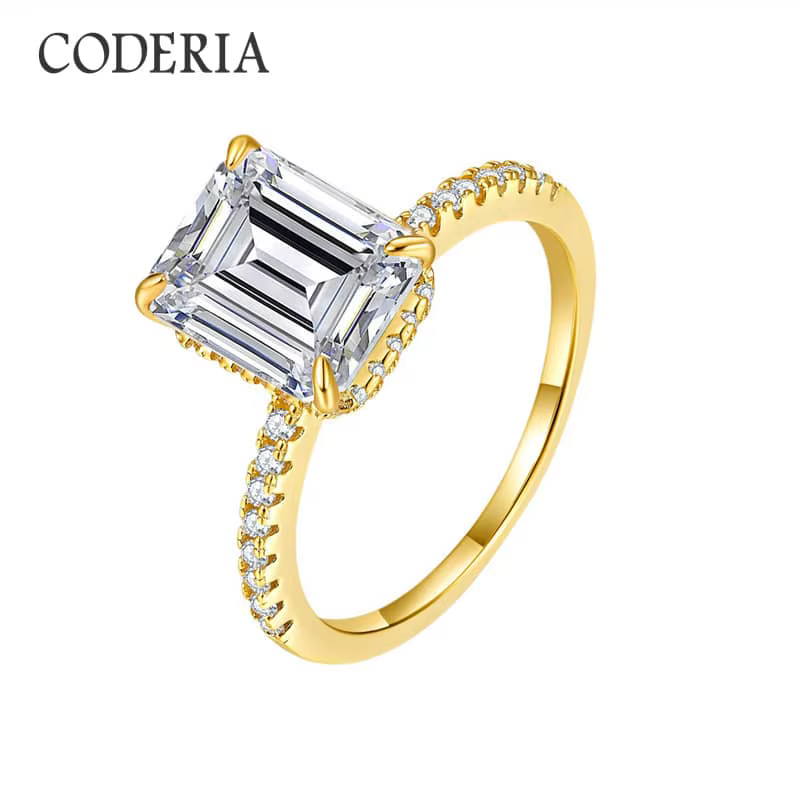 Bague de mariage émeraude Moissanite 1-4 CT