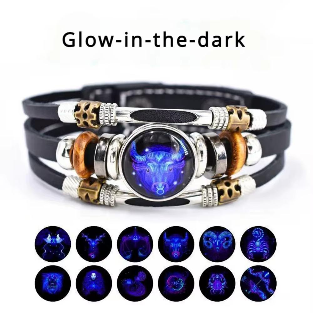 Bracelet en cuir lumineux douze Constellations