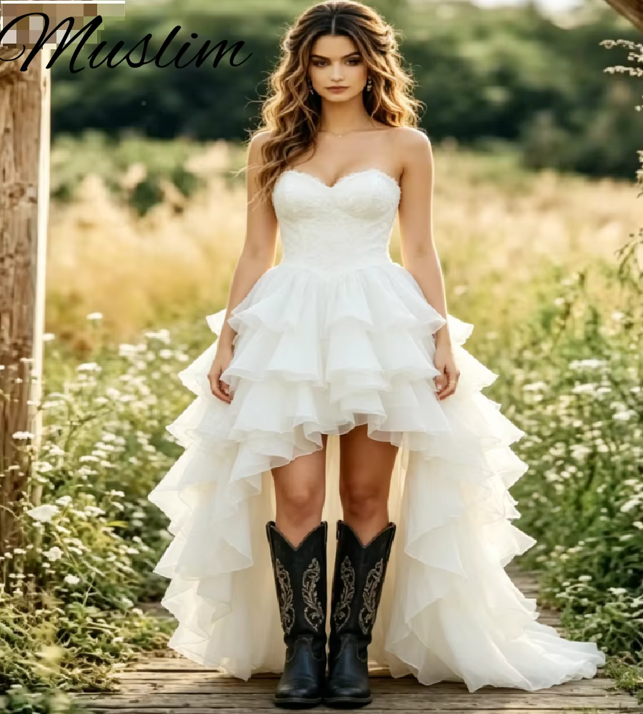 Robe de mariée Western Rustique Asymétrique 2026