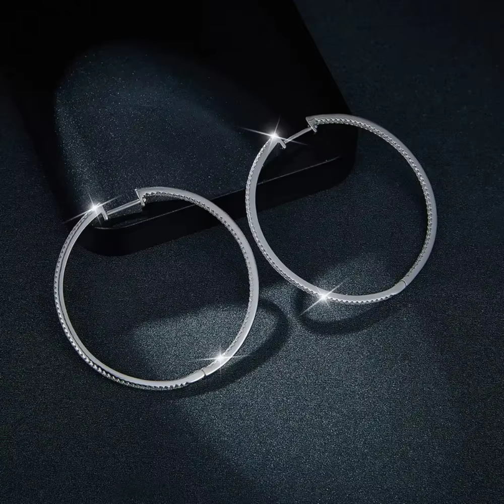 M-JAJA véritable Moissanite diamant boucles d'oreilles 18K plaqué or blanc 925 en argent Sterling