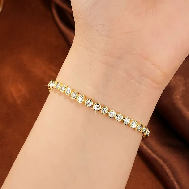 Bracelet Tennis Rrjzz Éclatant en Moissanite D-Color de 3 mm