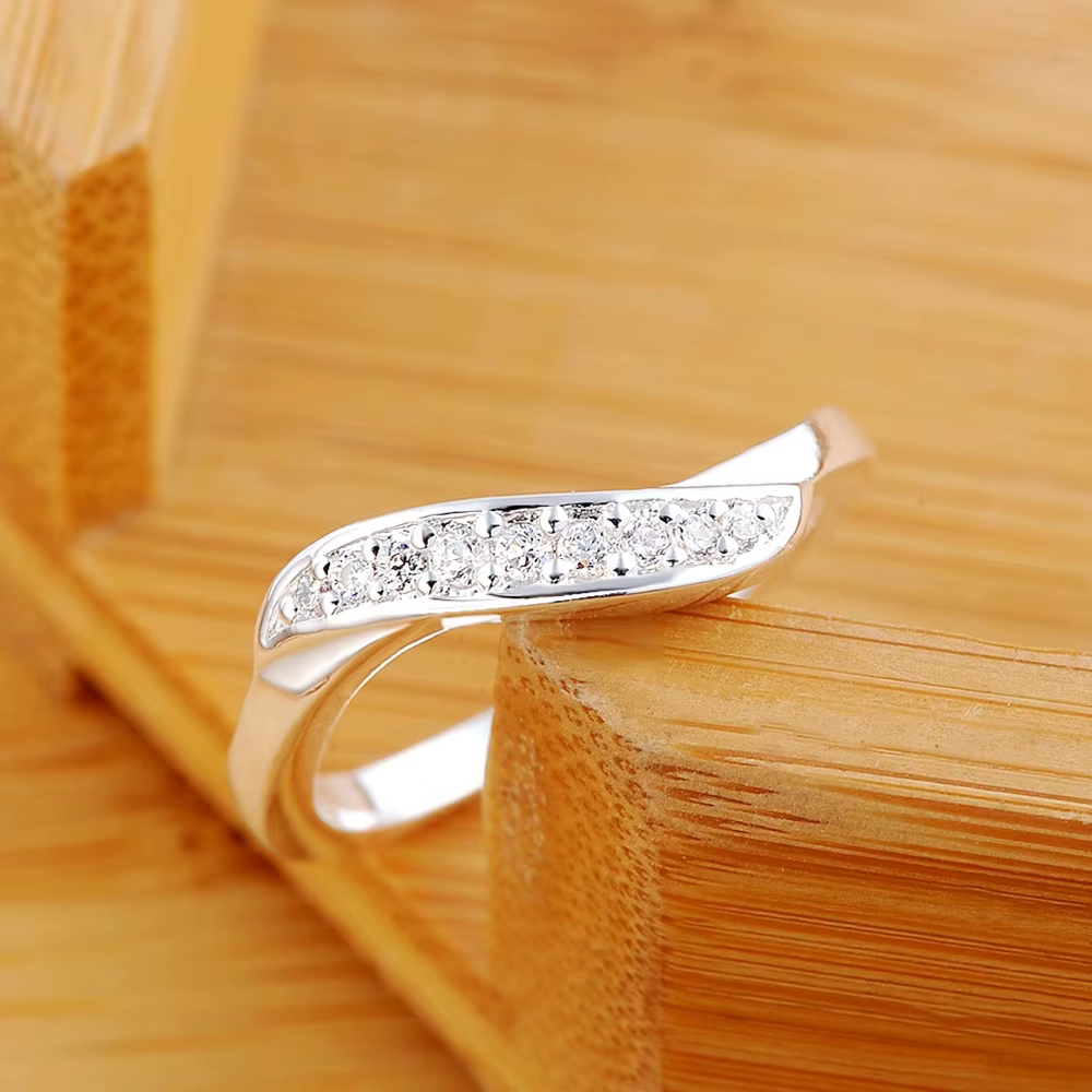 Belle bague en argent Sterling 925 avec cristal